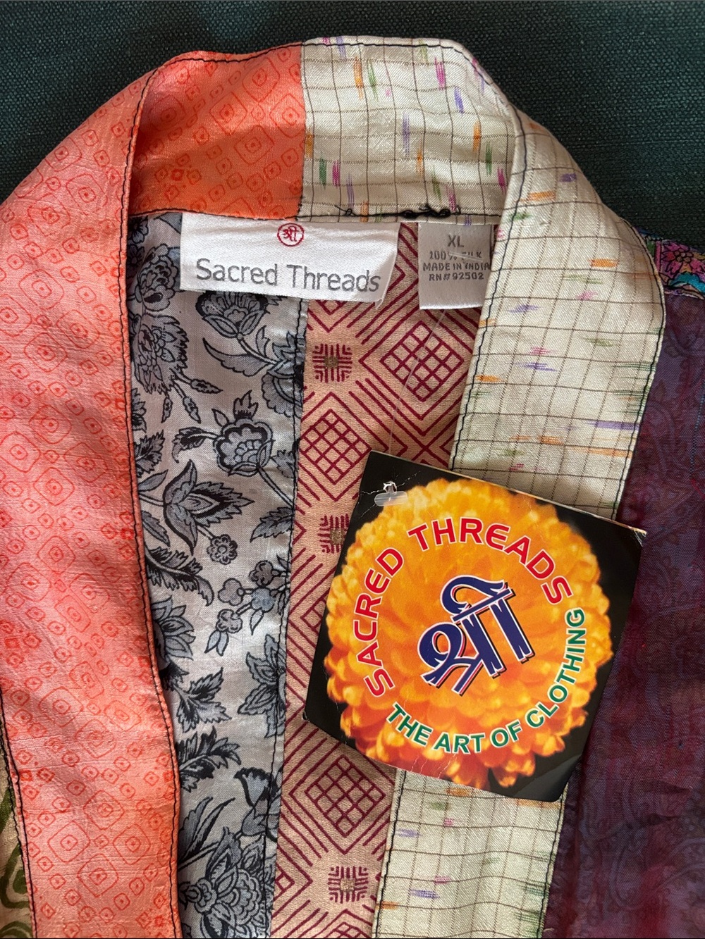 Sacred Threads Silk Robe Kimono - Picture 4 of 12